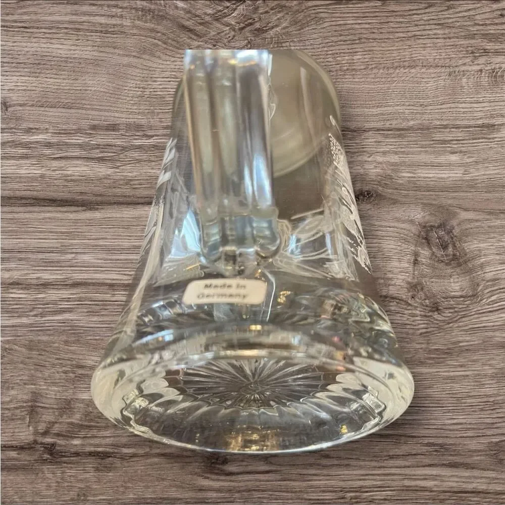 Vintage German Crystal Glass Beer Stein w/ Pewter Lid Set of 2